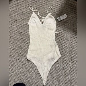 Cream Ribbed Knit body suit